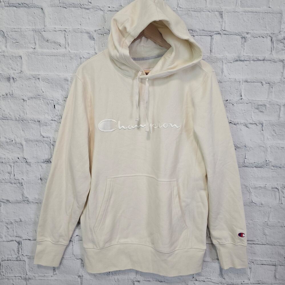 Champion Cream Hoodie Sweatshirt Pullover Sz S sweater fleece long sleeve